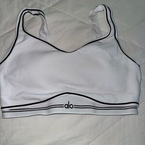 ALO Yoga White and Black Trim Sports Bra
